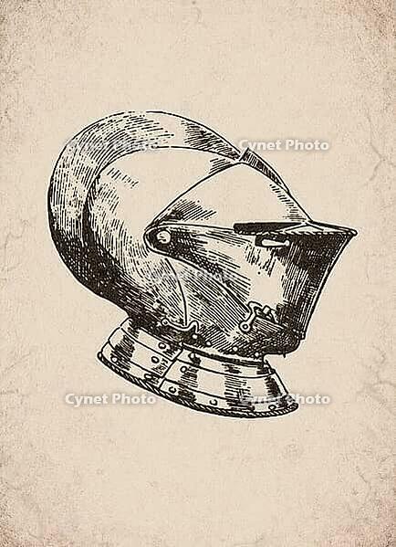 Renaissance Smooth Tournament Armet Knight Helmet Armor Military History Illustration, Digitally Remastered and Enhanced [IBR125421664]