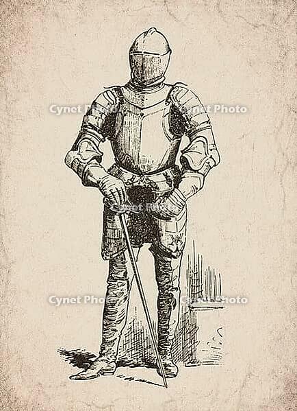Fifteenth Century Full Suit of Armour Medieval Knight Historical Engraving, Digitally Remastered and Enhanced [IBR125421668]