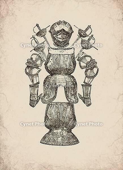 Engraved Maximilian Suit of Armour and Rapiers Historical Engraving, Digitally Remastered and Enhanced [IBR125421669]