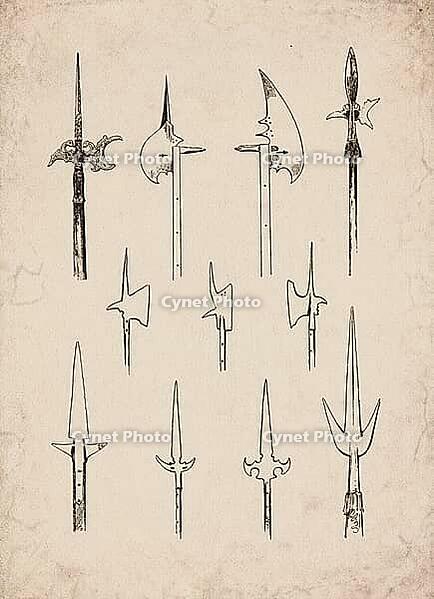 Engraved Historic Ornate Halberds, Polearms, and Spears Historical Engraving, Digitally Remastered and Enhanced [IBR125421688]