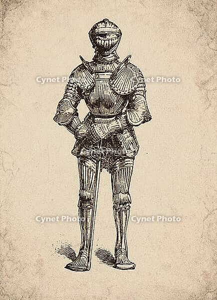 Gothic Full Suit of Armour Medieval Knight Historical Engraving, Digitally Remastered and Enhanced [IBR125421692]