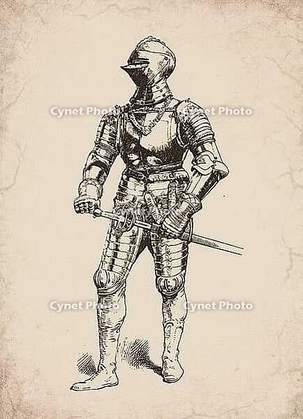 Renaissance Full Suit of Armour Medieval Knight Historical Engraving, Digitally Remastered and Enhanced [IBR125421707]