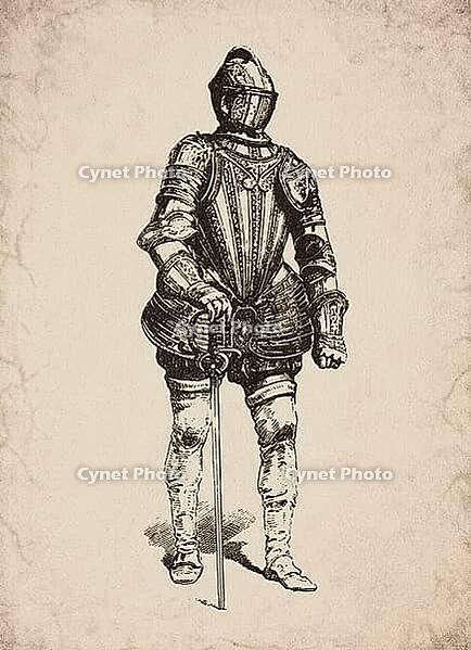 Engraved Maximilian Full Suit of Armour and Rapier Historical Engraving, Digitally Remastered and Enhanced [IBR125421710]