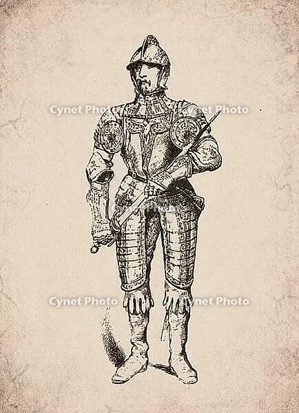 Renaissance Full Suit of Armour Medieval Knight Historical Engraving, Digitally Remastered and Enhanced [IBR125421712]