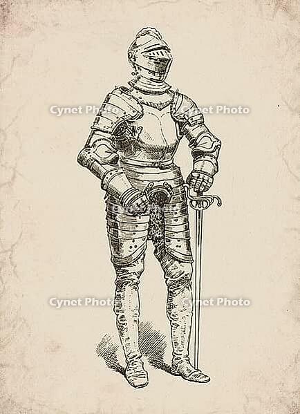 Gothic Full Suit of Armour Medieval Knight Historical Engraving, Digitally Remastered and Enhanced [IBR125421713]