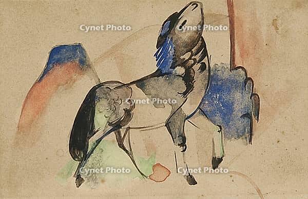 Small Fabulous Beast II, artwork by Franz Moritz Wilhelm Marc (born 8 February 1880 in Munich, died 4 March 1916 in Braquis near Verdun, France), German painter, draughtsman and graphic artist. He is regarded as one of the most important painters of the E [IBR125424497]