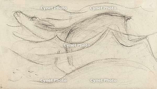 *Floating Deer*, 1911, artwork by Franz Moritz Wilhelm Marc (born 8 February 1880 in Munich, died 4 March 1916 in Braquis near Verdun, France), German painter, draughtsman and printmaker. He is regarded as one of the most important painters of the Express [IBR125424572]