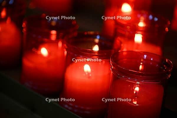 Sacrificial candles in the Chiesa dei Filippini church in Chioggia, historic center, city on the Adriatic Sea, Veneto, Italy [IBR125436288]