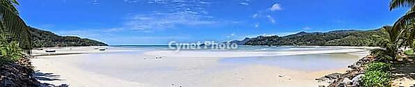 Stunning high resolution beach panorama taken on the paradise islands Seychelles [IBR125436291]
