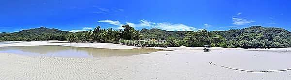 Stunning high resolution beach panorama taken on the paradise islands Seychelles [IBR125436301]