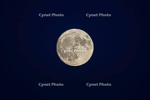 Panoramic view of dark night sky with full moon and stars, at nighttime [IBR125448832]