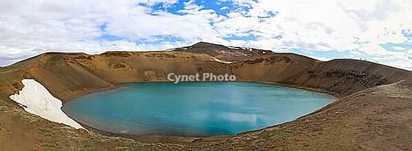 The crystal clear deep blue lake Krafla on Iceland [IBR125501550]