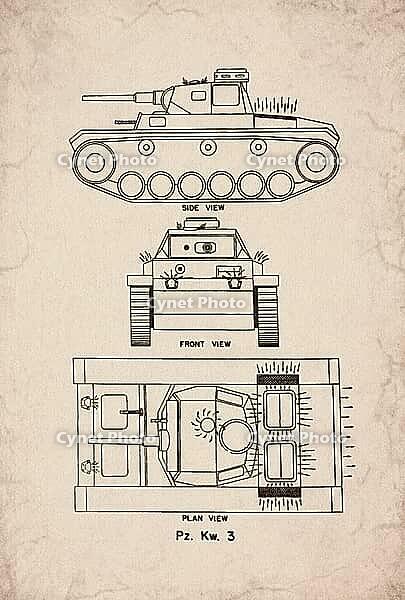 Pz. Kw. 3 Vulnerable Spots for Incendiary Grenades Technical Schematic Document, Digitally Remastered [IBR125501604]