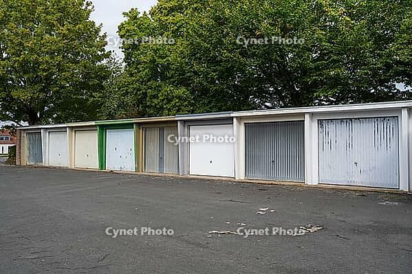 Several garages next to each other, Garagenhof, Soest, Wesrtfalen, North Rhine-Westphalia, Germany [IBR125501621]