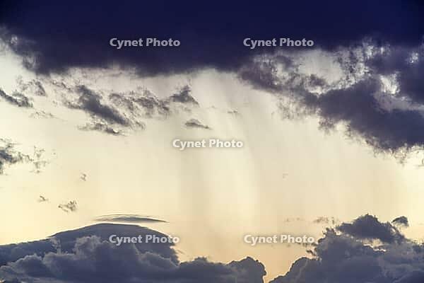 Thunderclouds in the evening sky, rain showers, purple, grey, full-size, Andalusia, Spain [IBR125521169]