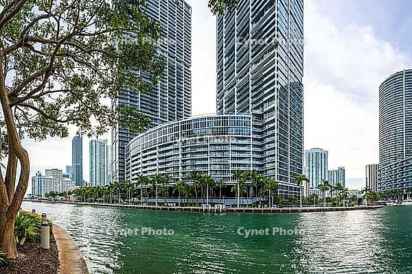 Residential buildings in miami seen from burlingame island, florida [IBR125527035]