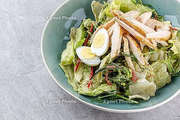 Unagi chicken salad with chicken fillet and quail eggs for the food delivery website 3 [IBR125527116]