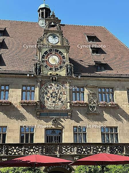 The famous clock of the town hall in Heilbronn in Germany around 6.24.2023 [IBR125527117]