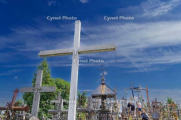 SIAULIAI, LITHUANIA, JUNE 17, 2024: The Hill of Crosses is a unique sacral site covered in 200, 000 crosses of various shapes and sizes. It is a place of pilgrimage and prayer, visited by Pope John Paul II and many other believers [IBR125536408]