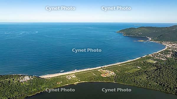 Florianopolis, Caldeirao Beach Armacao Matadeiro and Campeche Coastline in Santa Catarina Brazil, Aerial View [IBR125536412]