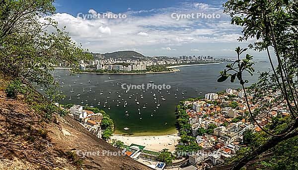 Widescreen panorama shot of Botafogo Bay in Rio de Janeiro in Brazil [IBR125536442]