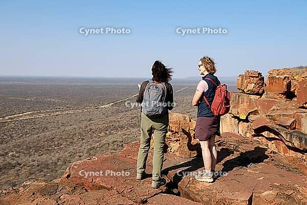Namibia, Waterberg, Waterberg National Park, Waterberg Sandstone, Waterberg Plateau, Table Mountain, historical name: Omuverumue, tourists, view Kalahari plain, Otjozondjupa [IBR125536460]