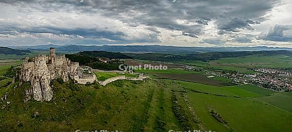 Panorama view of Spis Castle Spissky Hrad and its surroundings, Slovakia. Ruins of the medieval Spi Castle? Castle in eastern Slovakia [IBR125536483]