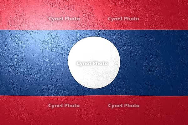 Laos flag - soft background with a fine stone structure and beautiful lighting [IBR125557552]