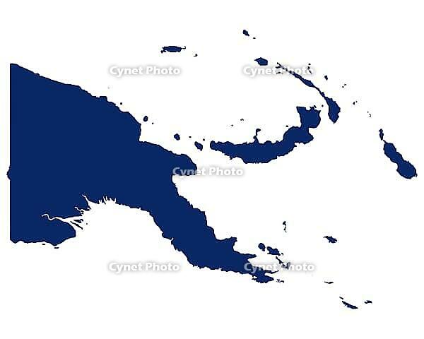 Karte von Papua New Guinea in blauer Farbe - Karte von Papua New Guinea in blauer Farbe [IBR125557588]