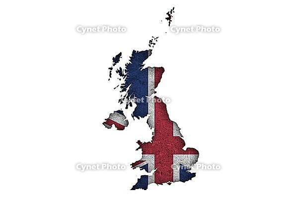 Map and flag of Great Britain on weathered concrete - Map and flag of Great Britain on weathered concrete [IBR125557596]