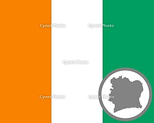 Fahne und Landkarte der Elfenbeinküste - Flag and map of the Ivory Coast [IBR125557599]