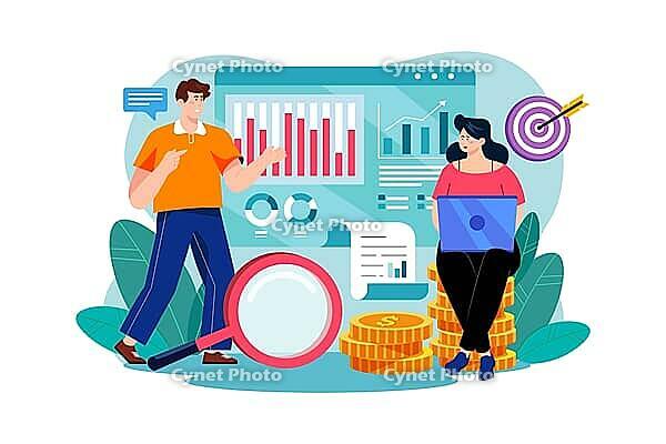 Business income tracking Illustration concept. A flat illustration isolated on white background [IBR125557601]