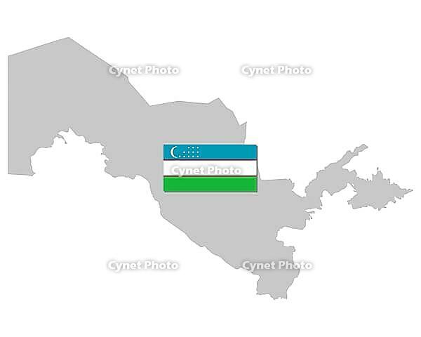 Flag and map of Uzbekistan - Flag and map of Uzbekistan [IBR125566022]