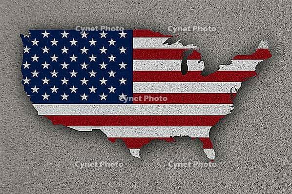 Map and flag of USA on Felt - Map and flag of USA on felt [IBR125566039]