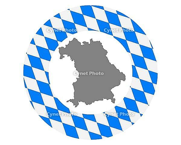 Bayerische Fahne und Landkarte - Bavarian flag and map [IBR125566063]