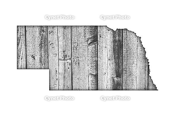 Map of Nebraska on weathered wood - Map of Nebraska on weathered wood [IBR125566070]