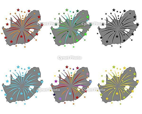 Map of South Africa with fireworks - Map of South Africa with fireworks [IBR125566074]