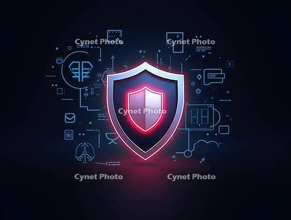 Cybersecurity shield glowing, providing data protection in digital environment, AI generated [IBR125636913]