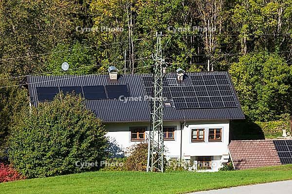 Residential building with solar roof and electricity pad near Tulfes, Innsbrucker Land, Tyrol, Austria [IBR125654782]
