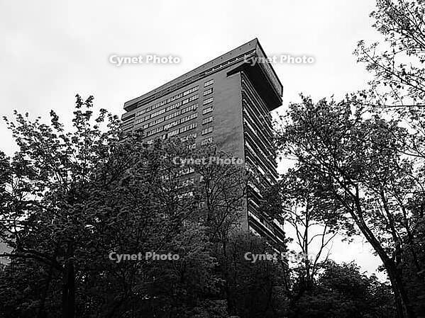 Smolna 8 Mlotek brutalist block of flats in Warsaw, Poland [IBR125654790]