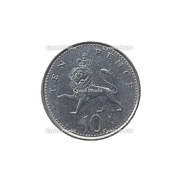 10 pence coin money (GBP), currency of United Kingdom [IBR125654800]