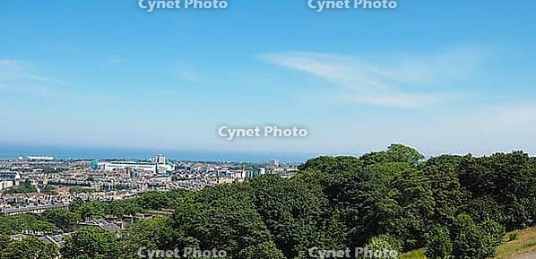 Aerial view of the city seen from Calton Hill in Edinburgh, UK [IBR125654822]