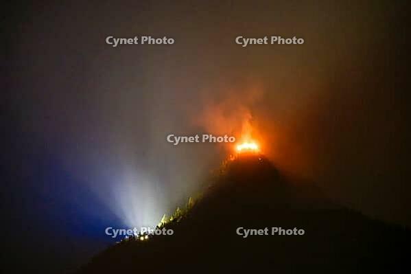 Large fire at the Kehlsteinhaus, including headlights of the egg forces, Berchtesgaden, Berchtesgadener Land, Upper Bavaria, Bavaria, Germany [IBR125657435]