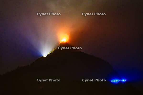 Large fire at the Kehlsteinhaus, including headlights of the egg forces, Berchtesgaden, Berchtesgadener Land, Upper Bavaria, Bavaria, Germany [IBR125657455]