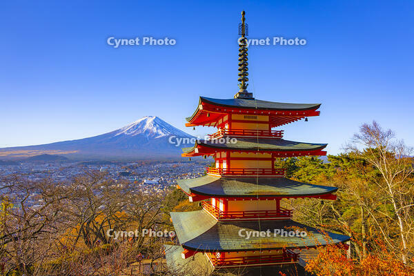 新倉山浅間公園の忠霊塔と富士山 [YKA110023445]