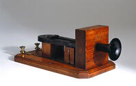 Early telephone by Alexander Graham Bell, 1877. [UIG110170921]