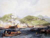 China: The Capture of Ting-hai, Chusan (Zhousan), 1840, during the First Opium War (1839-1842). Thomas Allom, 1843. [UIG110170948]