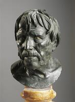 Italy, Campania, Ercolano, Villa Pisoni, Head of Lucius Annaeus Seneca (circa 4 B.C.- 60 A.D.), latin philosopher, statesman and dramatist, imperial age, marble sculpture [UIG110170960]