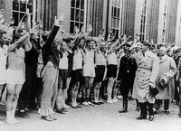 Adolf Hitler inspecting athletes, Germany, 1933. [UIG110171012]