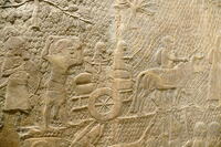 Stone carved relief depicting an prisoners captured after the attack on Lachish. Assyrian, about 700-692 ??. From Nineveh, South-West Palace, This panel, show an important incident during Sennacherib's campaign of 701 BC, the capture of Lachish in the kin [UIG110171043]
